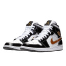 Jordan 1 Mid Patent Black White Gold 852542-007