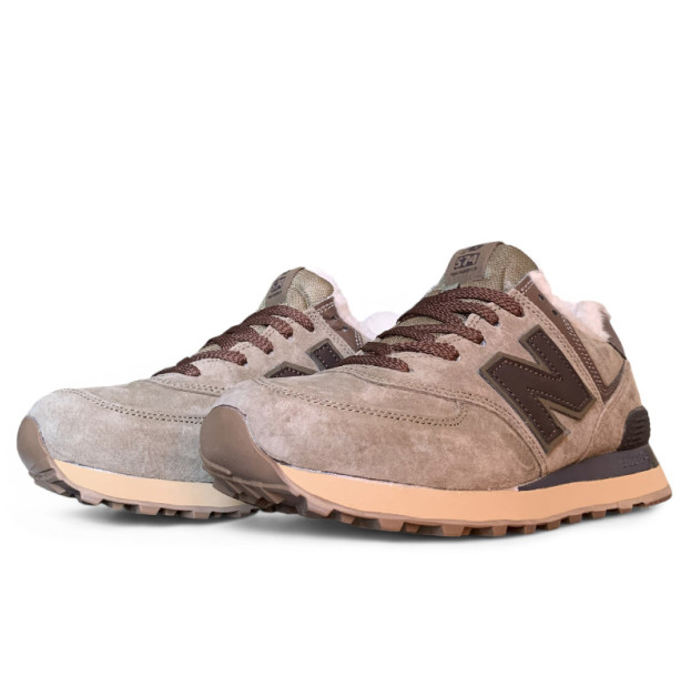 New Balance 574 Beige Brown Winter С МЕХОМ