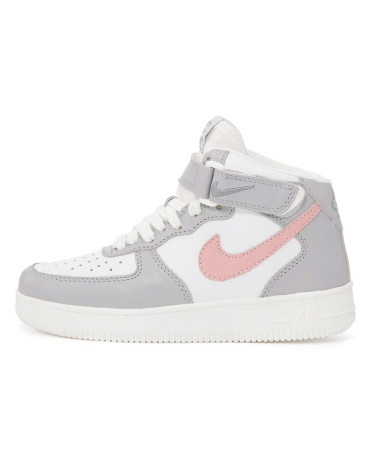 Nike Air Force 1 High Grey Pink Winter С МЕХОМ