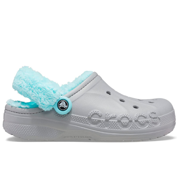 Crocs Baya Lined Fuzz Strap Grey Ice Blue