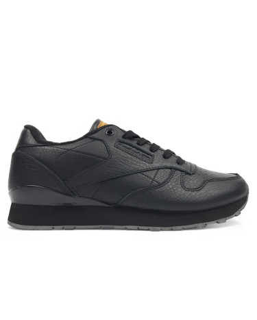 Reebok Classic Leather Black Grey С ФЛИСОМ