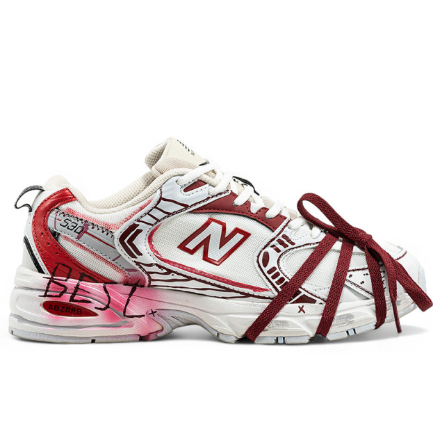 New Balance 530 Custom White Red