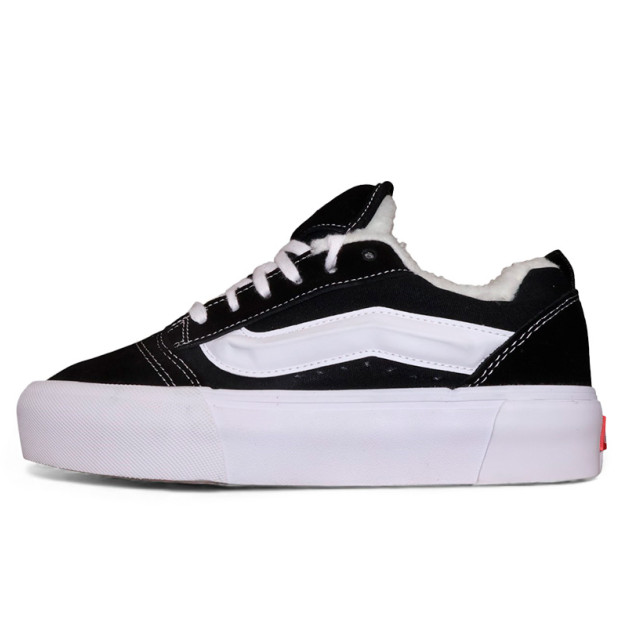 Vans Knu Skool Platform Black White З ХУТРОМ