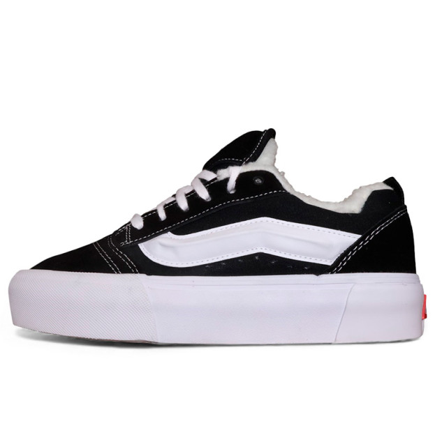 Vans Knu Skool Platform Black White З ХУТРОМ